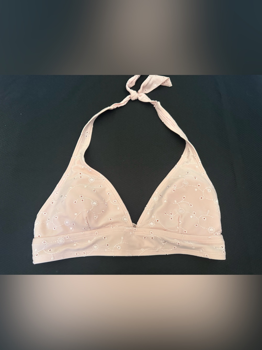 LEI Y2K Eyelet Pink Halter Swim Top